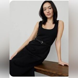 Ann Taylor Ponte Fit & Flare Black Midi Dress